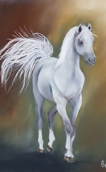 "Petit cheval gris" başlıklı Resim Francette Guittard tarafından, Orijinal sanat, Pastel