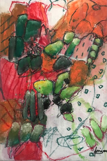 제목이 "MOUVEMENT 3"인 미술작품 Francine Scrignac로, 원작, 아크릴 나무 들것 프레임에 장착됨