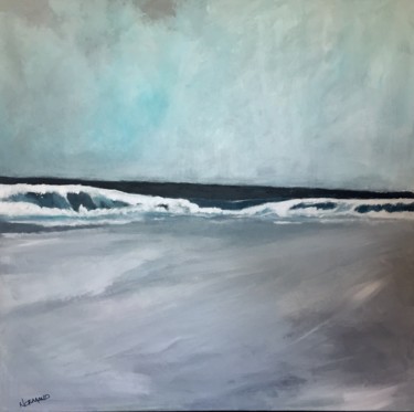 Painting titled "Massachussets Beach" by Normand, Original Artwork, Acrylic Mounted on Wood Stretcher frame