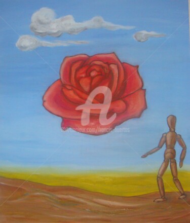 Painting titled "La Rose  de Dali pa…" by Huertas, Original Artwork, Oil