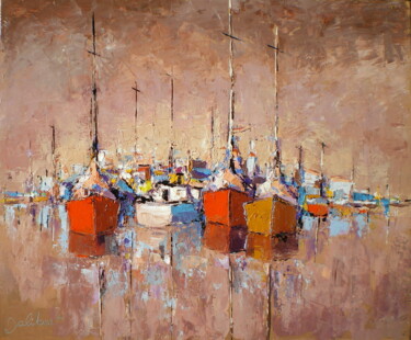 Peinture intitulée "Le petit port" par Francis Jalibert, Œuvre d'art originale, Huile