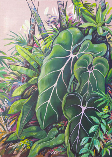 Peinture intitulée "plantes exotiques" par Francis Macard, Œuvre d'art originale, Acrylique Monté sur Châssis en bois