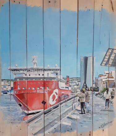 Malerei mit dem Titel "depart pour l ile d…" von Francis Stanzione, Original-Kunstwerk, Acryl