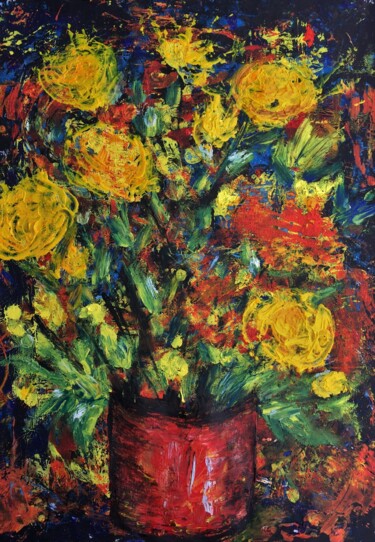 Peinture intitulée "chrysanthème" par Francisco Mendes, Œuvre d'art originale, Acrylique