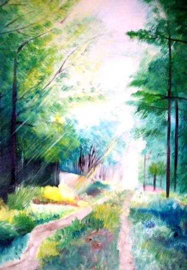 Peinture intitulée "promenade" par Francisco Mendes, Œuvre d'art originale, Huile