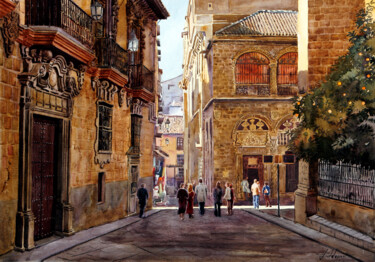 Pittura intitolato "Calle Oficios" da Francisco Molina Balderas, Opera d'arte originale, Acquarello