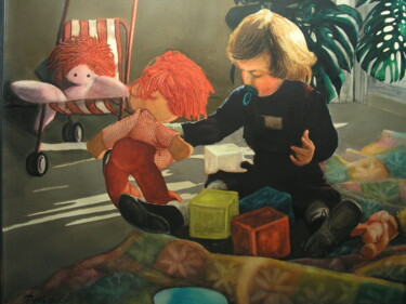 Malerei mit dem Titel "juegos infantiles" von Francisco Molina Balderas, Original-Kunstwerk, Aquarell