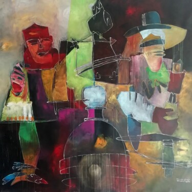 Schilderij getiteld "The village lightho…" door Francisco Santos, Origineel Kunstwerk, Acryl