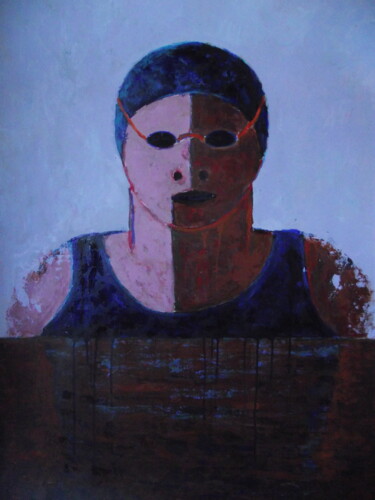 Painting titled "Blue Swimmer" by Francisco Serrano Gutierrez, Original Artwork, Acrylic