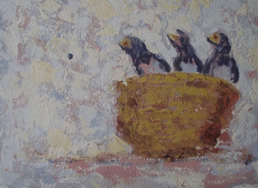 Schilderij getiteld "Little Nest" door Francisco Serrano Gutierrez, Origineel Kunstwerk, Olie