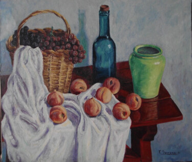 Pintura titulada "BODEGON DE LA BOTEL…" por Francisco Serrano Gutierrez, Obra de arte original, Oleo Montado en Bastidor de…