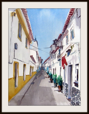 Pintura intitulada "Rua das Beatas, Elv…" por Francisco Cadete, Obras de arte originais, Aquarela