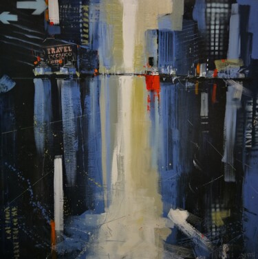 Painting titled "Perspective maritim…" by Francis L'Huillier, Original Artwork, Acrylic Mounted on Wood Stretcher frame