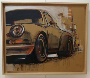 Painting titled "porsche 1" by Francis L'Huillier, Original Artwork, Acrylic Mounted on Wood Panel