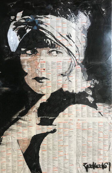 Collages intitulée "Louise Brooks" par Franck Delapierre, Œuvre d'art originale, Acrylique