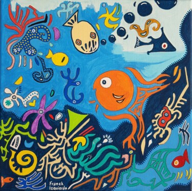 Malerei mit dem Titel "Aquarium 9" von Franck Izquierdo (Fraizq), Original-Kunstwerk, Acryl