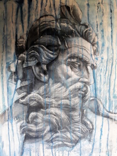 Drawing titled "Neptune" by Franck Lemasson, Original Artwork, Pastel
