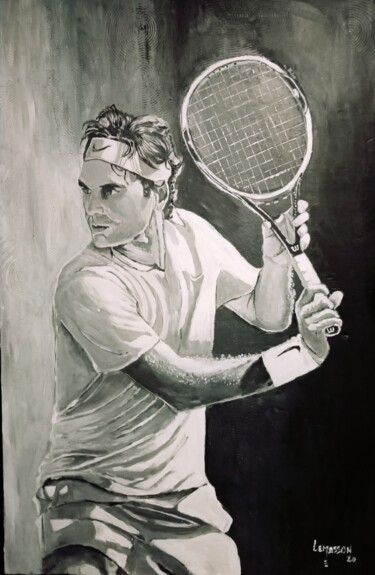 Ζωγραφική με τίτλο "Roger Federer" από Franck Lemasson, Αυθεντικά έργα τέχνης, Ακρυλικό
