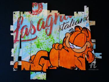 Painting titled "Garfield Lasagna" by Franck Neuville, Original Artwork, Acrylic