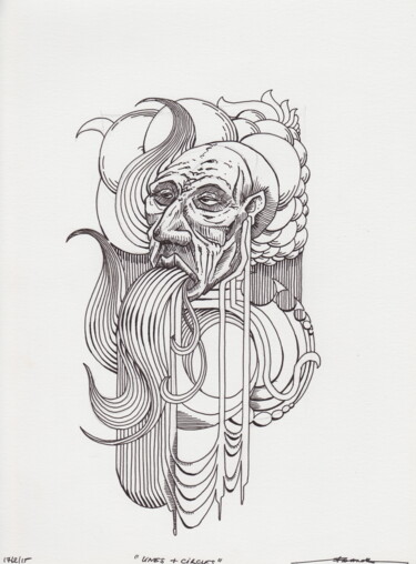 Rysunek zatytułowany „Lines & Circles” autorstwa Franck Renaud, Oryginalna praca, Długopis