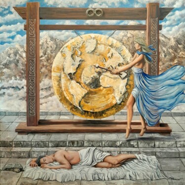 Pittura intitolato "Le réveil de l'huma…" da Franck Rosseeuw, Opera d'arte originale, Olio