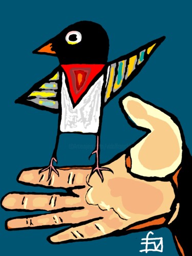 Arts numériques intitulée "le petit oiseau de…" par Franck Vidal, Œuvre d'art originale, Peinture numérique Monté sur Pannea…