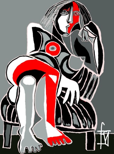 Arte digital titulada "femme-assise.jpg" por Franck Vidal, Obra de arte original, Pintura Digital