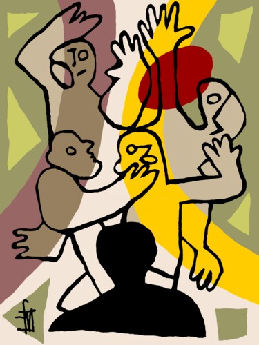 Arte digitale intitolato "la touche du rugby" da Franck Vidal, Opera d'arte originale, Pittura digitale