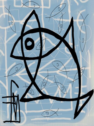 Digitale Kunst mit dem Titel "poissons d'avril" von Franck Vidal, Original-Kunstwerk, Digitale Malerei