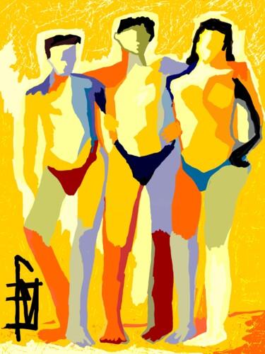 Digital Arts titled "sur la plage" by Franck Vidal, Original Artwork, Digital Painting