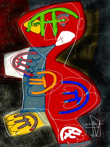 Digitale Kunst mit dem Titel "le musicien" von Franck Vidal, Original-Kunstwerk, Digitale Malerei