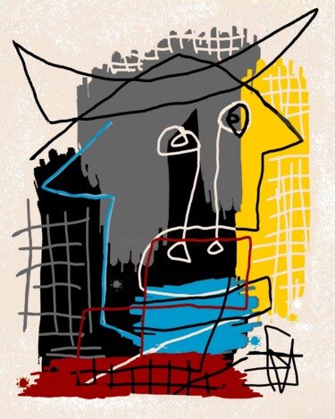 Arts numériques intitulée "tête de toro" par Franck Vidal, Œuvre d'art originale, Peinture numérique