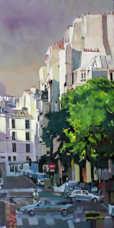 Painting titled "Rue d'Aligre" by Franck Le Boulicaut, Original Artwork, Oil