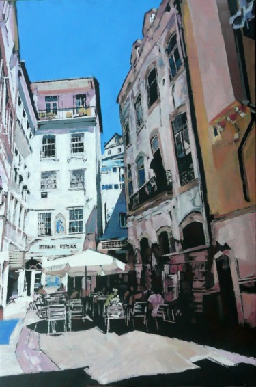 「Lisbonne : Padaria…」というタイトルの絵画 Franck Le Boulicautによって, オリジナルのアートワーク, オイル