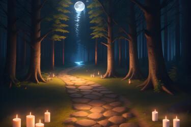 Arts numériques intitulée "Chemin dans la Forêt" par Francky Xv Wolff, Œuvre d'art originale, Image générée par l'IA