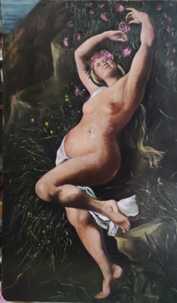 Schilderij getiteld "Nudo flora" door Franco Bencivenga, Origineel Kunstwerk, Olie