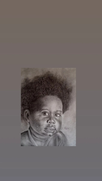 Desenho intitulada "Orphan child" por Francois Bangwe, Obras de arte originais, Lápis