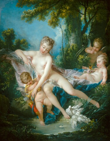 Schilderij getiteld "Vénus consolatrice…" door François Boucher, Origineel Kunstwerk, Olie