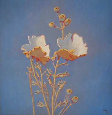 Pintura titulada "Pavots en fleur" por François Cusson, Obra de arte original, Pastel Montado en Panel de madera