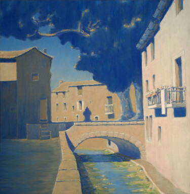 Painting titled "Le ruisseau du Gare…" by François Cusson, Original Artwork, Pastel Mounted on Wood Panel