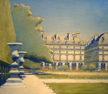 Painting titled "Jardin des Tuilerie…" by François Cusson, Original Artwork, Pastel Mounted on Wood Panel