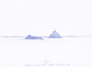 제목이 "Saint-Michel et Tom…"인 그림 François Cusson로, 원작, 연필 플렉시글라스에 장착됨