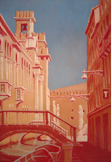 Painting titled "Arsenal, Venise" by François Cusson, Original Artwork, Pastel Mounted on Wood Panel
