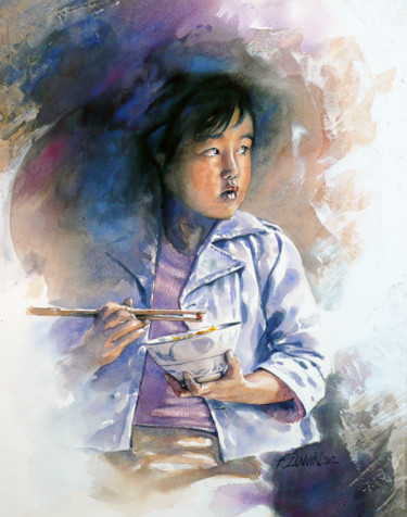 Peinture intitulée "enfant-chinois-2.jpg" par François Lanvin, Œuvre d'art originale, Aquarelle