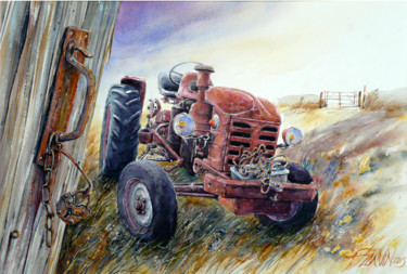 Peinture intitulée "vieux-tracteur-aban…" par François Lanvin, Œuvre d'art originale