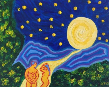 Peinture intitulée "#La nuit transfigur…" par François Martigné, Œuvre d'art originale, Huile