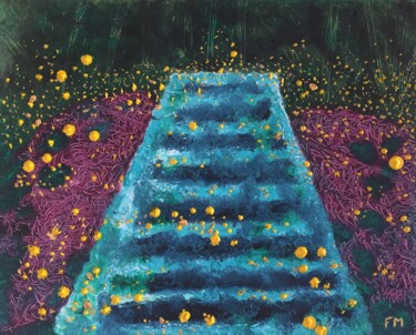 Pittura intitolato "#L'escalier secret" da François Martigné, Opera d'arte originale, Olio