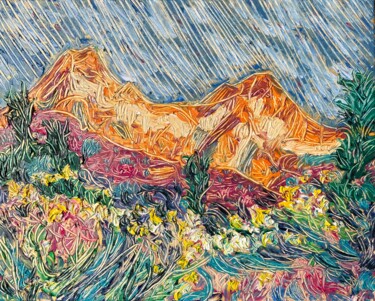 Malerei mit dem Titel "#Sur la Terre" von François Martigné, Original-Kunstwerk, Öl