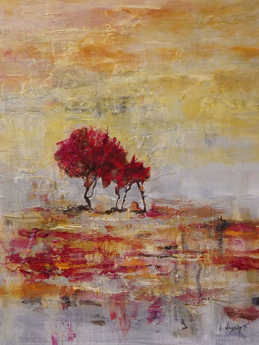 Painting titled "Alberi rossi" by François Nicosia, Original Artwork, Acrylic