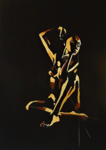 Malerei mit dem Titel "Black Venus." von Francois Xavier Vaudeleau, Original-Kunstwerk, Acryl